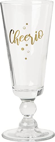 IHR - GD10700 - Sektglas, mit Echtgold Aufdruck, Cheerio, 175ml, Glas, 17cm x 6,5cm von IHR