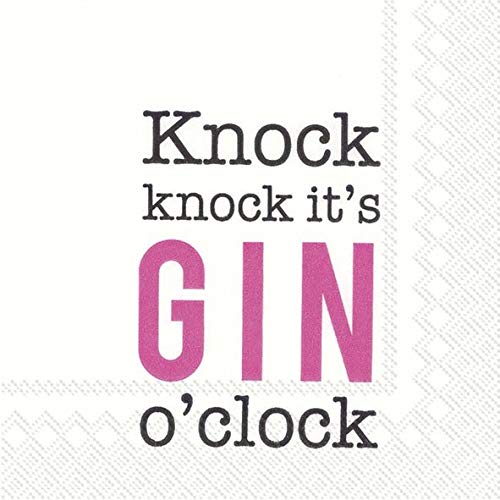 IHR KNOCK KNOCK, IT'S GIN O'CLOCK Pink Cocktail- oder Teeservietten Papier 25 cm quadratisch 20 Stück pro Packung IHR KNOCK KNOCK, IT'S GIN O'CLOCK Pink Cocktail- oder Teeservietten Papier 25 cm quadratisch 20 Stück pro Packung von IHR Ideal Home Range