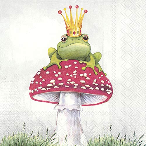 IHR Lucky Frog Cocktail-Servietten Papier 3 lagig Frosch König Kinder 25 x 25 cm von IHR