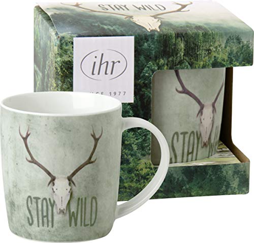 IHR - POM 882100 - Kaffeebecher, Herbst, Stay Wild, Porzellan, 8,5cm x 9cm, 300ml, mit Geschenkverpackung von IHR