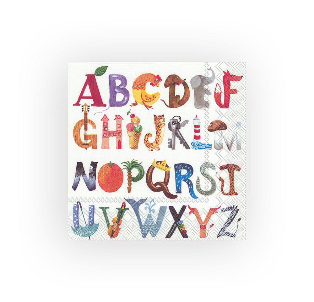 IHR Papierserviette ABC..., (20 St), 33 cm x 33 cm von IHR