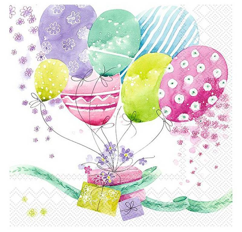 IHR Papierserviette Ballon-Mix, (20 St), 33 cm x 33 cm von IHR