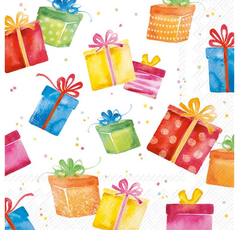 IHR Papierserviette Birthday Presents, (20 St), 33x33cm von IHR