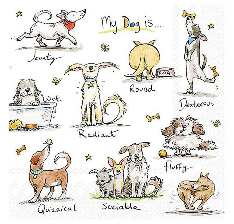IHR Papierserviette Emotion Dogs, (20 St), 33 cm x 33 cm von IHR