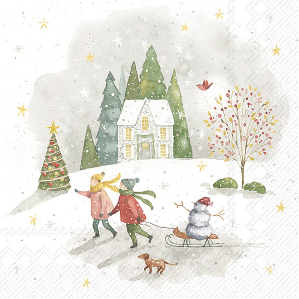 IHR Papierserviette Fröhlicher Wintertag, (20 St), 33x33cm, 20 Stück von IHR
