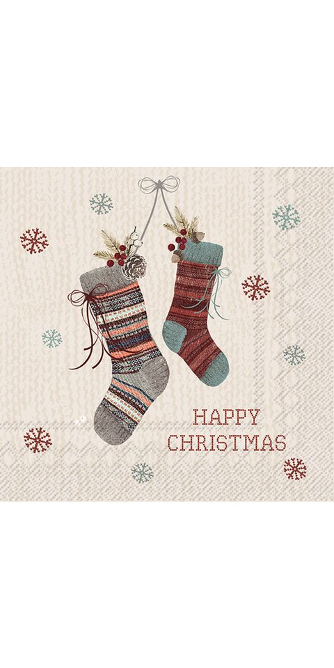 IHR Papierserviette Happy Christmas Socks, (20 St), 33 cm x 33 cm von IHR