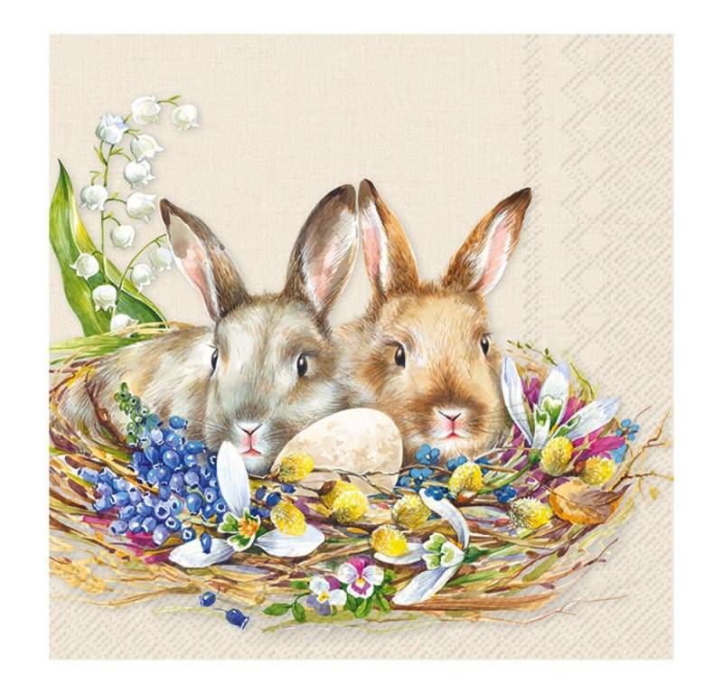 IHR Papierserviette Kuschelhasen, (20 St), 33 cm x 33 cm von IHR