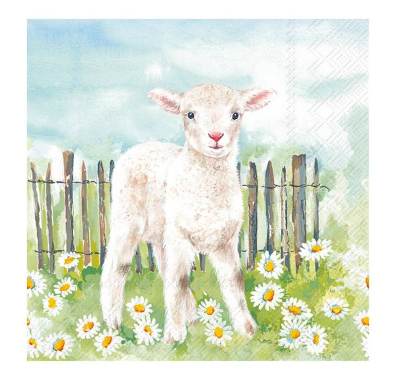 IHR Papierserviette Lämmchen auf der Wiese, (20 St), 33 cm x 33 cm von IHR