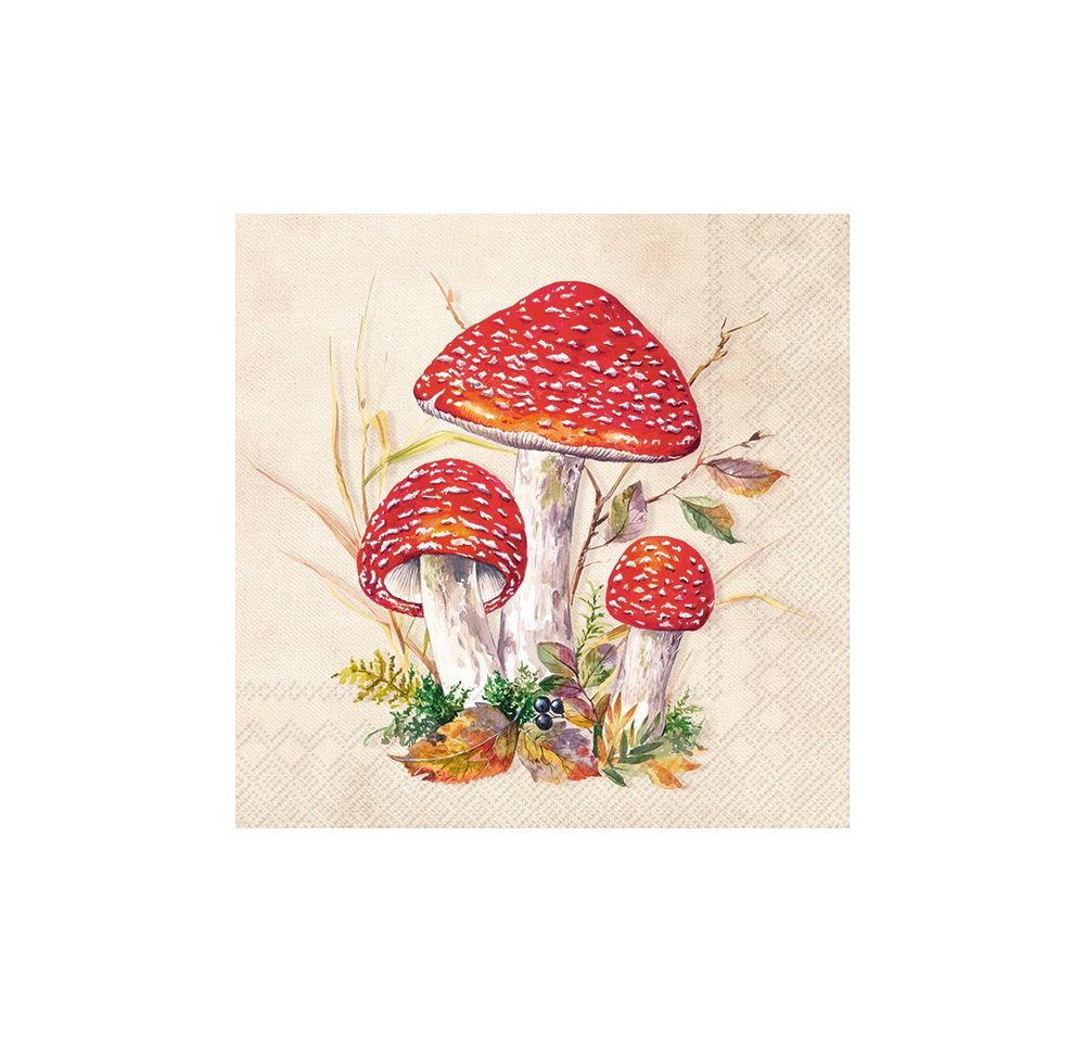 IHR Papierserviette Rote Fliegenpilze, (20 St), 33 cm x 33 cm von IHR