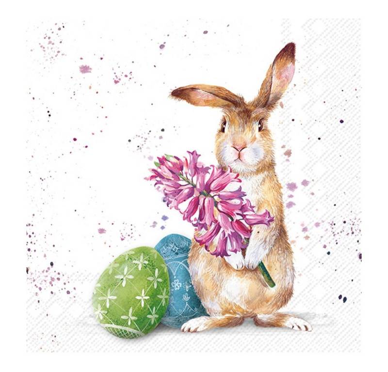 IHR Papierserviette Splashy Bunny, (20 St), 33 cm x 33 cm von IHR