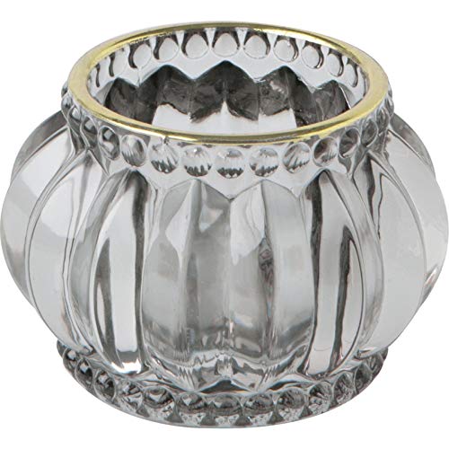 IHR Teelichthalter mit Goldrand aus Glas D 7 x H 5 cm grau von IHR