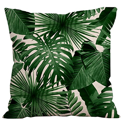 IHRKleid Kissenbezüge Flachs Kissenhülle Drucken Grüne Blätter Tropische Pflanzen Kissen-Abdeckung Wohnaccessoires 45x45cm (Style1) von IHRKleid