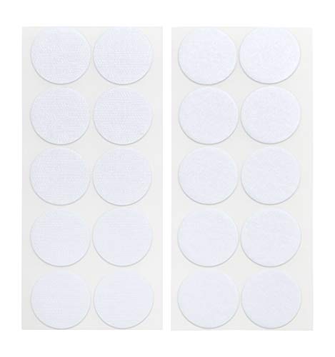 Klett WEISS 1x 10 Paar I Klettverschluss Klettpunkte klein Rund 35 mm 10 Stück Flausch u. Haken Selbstklebend Doppelseitig Klebend Klebepunkte kleine Klettpunkte Durchmesser Ø 35mm auf Karte von iHS Range