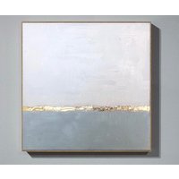 Original Abstrakte Malerei Auf Leinwand Extra Große Wand Kunst Blattgold Blau Weiß Gemälde Neutrale von IIArtDesign