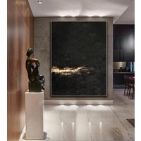 Original Abstrakte Malerei Auf Leinwand Schwarz Gold Kunst Große Gemälde Schwarze Wand Goldmalerei Oversize Wandkunst von TEXTURARTWORK