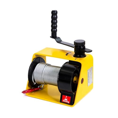 Power-Handwindenabzieher 250 kg Handwinde, selbstsicherndes Schneckentriebe, Schneckenwinde mit Bremse, robuster Traktor, kleiner manueller Kran mit Stahlseil und Haken für Motorhebezeuge, Wellen und von IIGEN