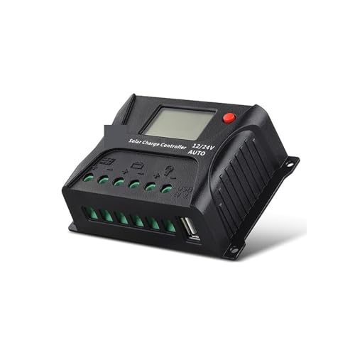 Solarladeregler 12V/24V 20a Auto Solar Batterie Laderät PWM Laderegler PV Regler Mit LCD Display USB for 12V/24V Solar System Mehrfacher Schutz gegen Überladung von IIGEN