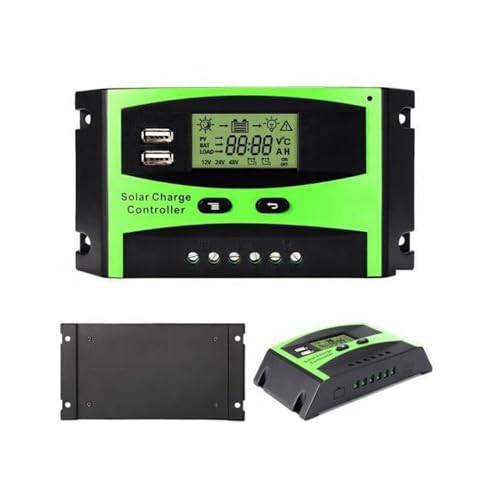 Solarladeregler PWM 50A 40A 30A Solar-Lade- und Entladeregler 12 V 24 V automatischer LCD-Solarregler mit Dual-USB-Stromanzeige Mehrfacher Schutz gegen Überladung(30A) von IIGEN