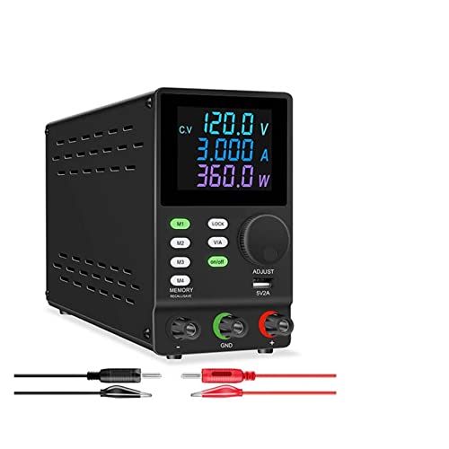 Tischnetzteil in Laborqualität, Labor-Werkbank-Netzteil 120 V 3 A, Einstellbares DC-Netzteil, Programmierbare Speicherfunktion, Schaltnetzteil Einfach einzustellen und zu verwenden(120V 3A 360W black) von IIGEN