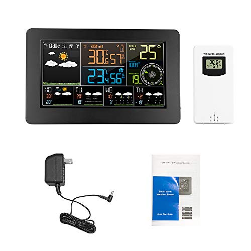Wecker WiFi Wetterstation mit APP-Steuerung Intelligente Wetteruhr Temperatur Luftfeuchtigkeit Elektronische digitale Tischuhr Einfach zu bedienen für Anfänger und Profis von IIGEN