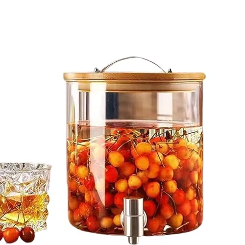 Glas-Getränkespender For Partys 1.5 2.5 L Auslaufsicherer Edelstahl-Zapfhahn Mit Zapfhahn Und Holzständer For Büro, Camping (Color : Without base, Size : 2.5L) von IINCOOY