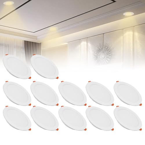 IINCOOY 12er-Pack LED-Einbauleuchten, Wählen Sie DREI Beliebige Farben LED-Einbaudecken-Dreh- Und Verriegelungs-IP21-Downlights for Den Flur(Neutral White,18w) von IINCOOY