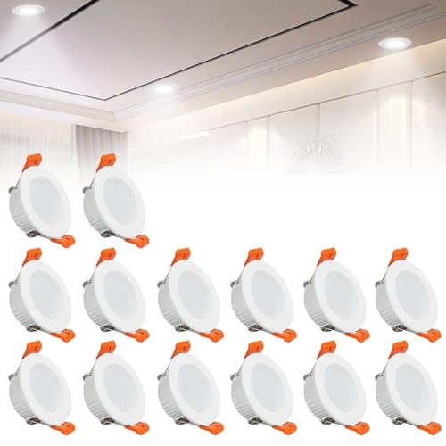 IINCOOY 14er-Pack LED-Einbaudeckenleuchten, 3000 K/4000 K/6500 K Wählbare Downlights for Die Decke, IP21-Spotlicht for Wohnzimmerflur(Cold White,3w) von IINCOOY