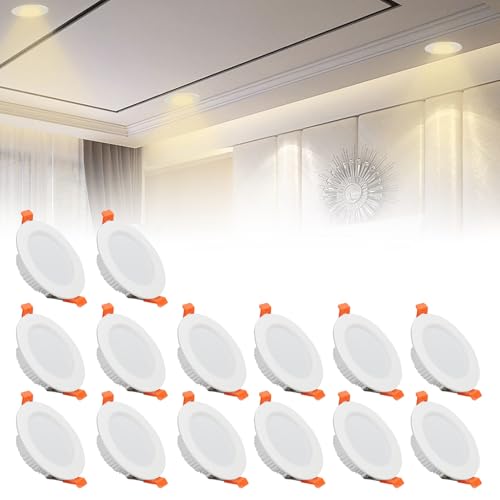 IINCOOY 14er-Pack LED-Einbaudeckenleuchten, 3000 K/4000 K/6500 K Wählbare Downlights for Die Decke, IP21-Spotlicht for Wohnzimmerflur(Neutral White,12w) von IINCOOY