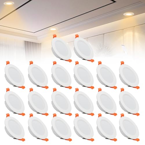 IINCOOY 20er-Pack LED-Einbaustrahler for Die Decke, Deckenleuchte for Küche, Soffitte, Wohnzimmer, Flur(Warm White,7w) von IINCOOY
