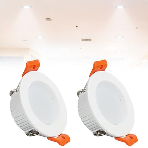 IINCOOY 2er-Pack Downlights for Die Decke, 3000 K–6500 K Wählbar, LED-Deckeneinbauleuchten, IP21, LED-Deckenleuchte for Den Flur(Cold White,3w) von IINCOOY