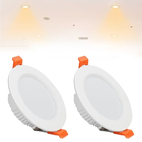 IINCOOY 2er-Pack Downlights for Die Decke, 3000 K–6500 K Wählbar, LED-Deckeneinbauleuchten, IP21, LED-Deckenleuchte for Den Flur(Warm White,7w) von IINCOOY