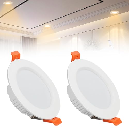 IINCOOY 2er-Pack LED-Deckeneinbauleuchten IP21 Downlight AC110-240V Ultra Slim Downlights, LED-Panelleuchte for Wohnzimmerflur(Warm White,12w) von IINCOOY