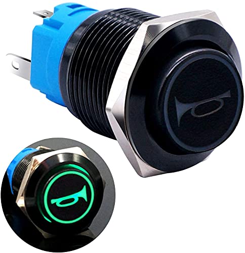 elektronischer Schalter 12V 19mmMomentary Push Button Switch 1NO 1NC SPDT Blaues LED-Licht 3/4 (Color : Green) von IINKUEYK