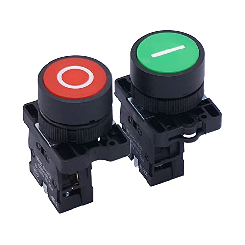 elektronischer Schalter 22 mm AC 660 V 10 A Momentaner I/O Rot Grün Schild NO NC Druckschalter von IINKUEYK
