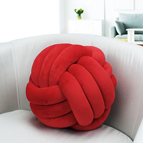 IIQI Knotenkissen, Mehrere Größen Knotenkissenball weiches handgewebtes Sofakissen, verwendet für Wohndekoration (Rot 2,28 Zentimeter) von IIQI