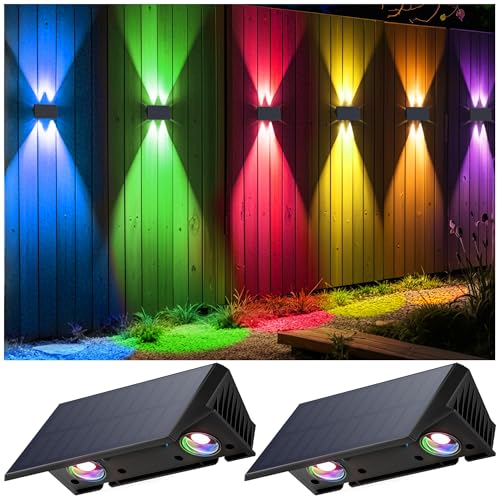 IIRARA wandleuchte solar außen solar wandleuchte aussen solarlampen Nach Oben und Unten Beleuchtet 4 LEDs IP67 Wasserdichte Solarleuchte für Garten Balkon Terrasse Treppen RGB 2er IIRARA wandleuchte solar außen solar wandleuchte aussen solarlampen Nach Oben und Unten Beleuchtet 4 LEDs IP67 Wasserdichte Solarleuchte für Garten Balkon Terrasse Treppen RGB 2er von IIRARA
