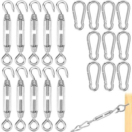 IIRC 10 STK Seilspanner Edelstahl, Spannschloss M4 + 10 STK Karabinerhaken, Verstellbare Drahtseilspanner, Stahlseil Spanner für Zaun, Sonnensegel, Gardinenseil IIRC 10 STK Seilspanner Edelstahl, Spannschloss M4 + 10 STK Karabinerhaken, Verstellbare Drahtseilspanner, Stahlseil Spanner für Zaun, Sonnensegel, Gardinenseil von IIRC