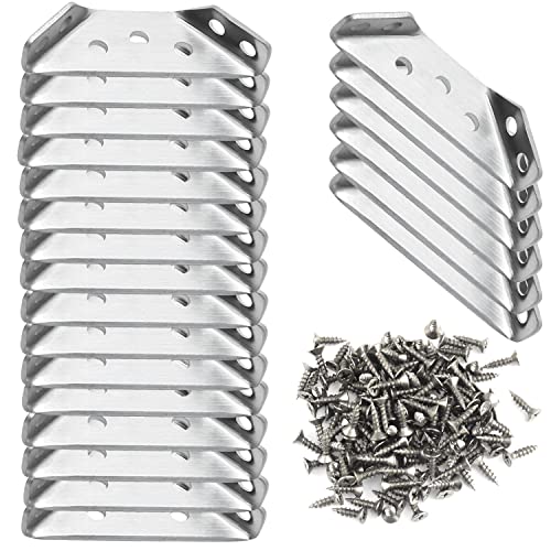 Winkelverbinder Edelstahl Winkel 22 Stück Metallwinkel Dreiecksstütze 61x22mm mit 154Pcs Schrauben Möbelverbinder Reparatur Platte Eckwinkel für Schrank Tisch Stuhl von IIRC