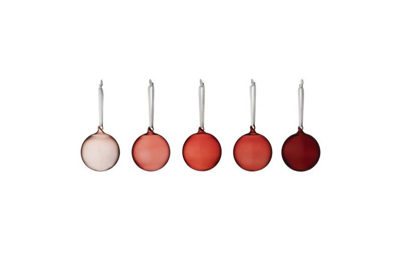IITTALA Christbaumschmuck Rot 8 cm (5-tlg), mundgeblasen von IITTALA