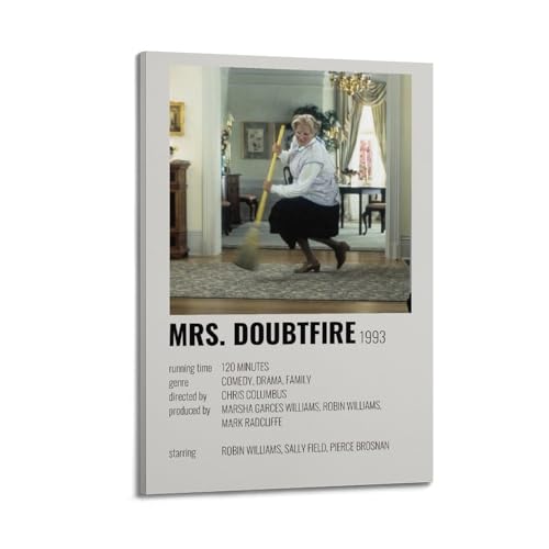 IIWERUW Mrs. Doubtfire Poster dekorative Malerei Leinwand Wandkunst Bild Kunst Bild Musik Film Poster Vintage Kunst Bild für Wohnzimmer Schlafzimmer (20x30cm, gerahmt) von IIWERUW