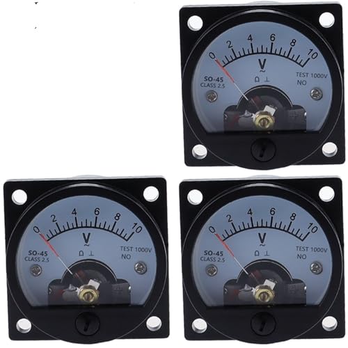 Voltmeter SO-45 AC 1 V 2 V 5 V 10 V 15 V 20 V 50 V 100 V 150 V 200 V 300 V 500 V rundes analoges Zifferblatt-Panelmeter Voltmeteranzeige schwarz 1 Stück(75V) von IJEKINNE