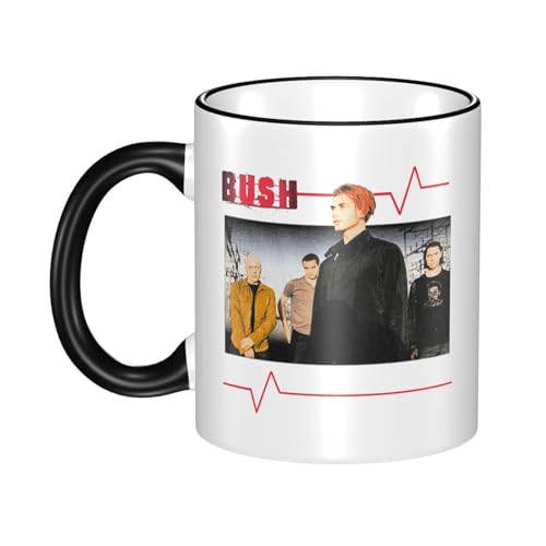 IJHRSFDST B*u*s*h London Rock Band Keramiktasse - 330ml Kaffeetasse mit farbigem Rand - Vintage Rock Musik Fan Geschenk Merchandise - Mikrowellengeeignet von IJHRSFDST