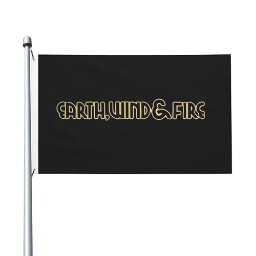 Wind and Fire Pop-Band Erdflagge, doppelseitig, 90 x 150 cm, lebendiges Polyester-Banner mit Ösen, Vintage-Band-Logo für Innen- und Außenbereich, Musik-Fan-Geschenk und Konzert-Merch von IJHRSFDST