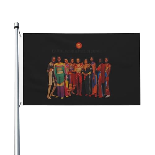 Wind and Fire Pop-Band Erdflagge, doppelseitig, 90 x 150 cm, lebendiges Polyester-Banner mit Ösen, Vintage-Band-Logo für Innen- und Außenbereich, Musik-Fan-Geschenk und Konzert-Merch von IJHRSFDST