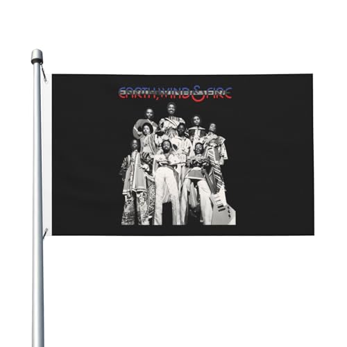 Wind and Fire Pop-Band Erdflagge, doppelseitig, 90 x 150 cm, lebendiges Polyester-Banner mit Ösen, Vintage-Band-Logo für Innen- und Außenbereich, Musik-Fan-Geschenk und Konzert-Merch von IJHRSFDST