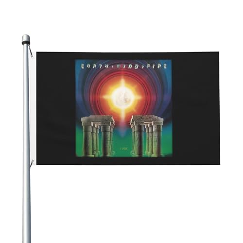 Wind and Fire Pop-Band Erdflagge, doppelseitig, 90 x 150 cm, lebendiges Polyester-Banner mit Ösen, Vintage-Band-Logo für Innen- und Außenbereich, Musik-Fan-Geschenk und Konzert-Merch von IJHRSFDST