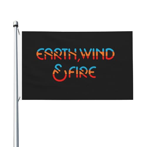 Wind and Fire Pop-Band Erdflagge, doppelseitig, 90 x 150 cm, lebendiges Polyester-Banner mit Ösen, Vintage-Band-Logo für Innen- und Außenbereich, Musik-Fan-Geschenk und Konzert-Merch von IJHRSFDST