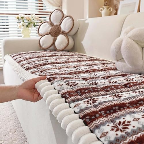 IJNBHU Couch überwurf,Plüsch Superweich Sofaüberwurf rutschfest Sofabezug Sofaüberwurf Verdicktes Dekoration Sofaschutz Vermeidung Kratzern durch Hunde Katzen,Coffee Color,70 * 210cm von IJNBHU