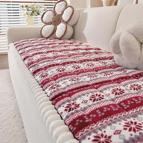 IJNBHU Couch überwurf,Plüsch Superweich Sofaüberwurf rutschfest Sofabezug Sofaüberwurf Verdicktes Dekoration Sofaschutz Vermeidung Kratzern durch Hunde Katzen,Dark red,70 * 70cm von IJNBHU