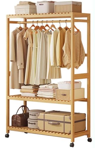 IJNBHU Kleiderständer Bambus,offener Kleiderschrank mit Rollen, Kleiderständer mit 3 Ebenen,mit Schuhablage Kleiderstange, stabil für Schlafzimmer Flur,98cm/38.58in IJNBHU Kleiderständer Bambus,offener Kleiderschrank mit Rollen, Kleiderständer mit 3 Ebenen,mit Schuhablage Kleiderstange, stabil für Schlafzimmer Flur,98cm/38.58in von IJNBHU